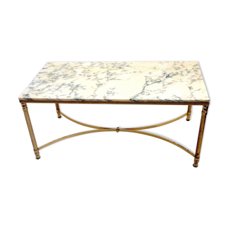 Coffee table marble and gilded metal