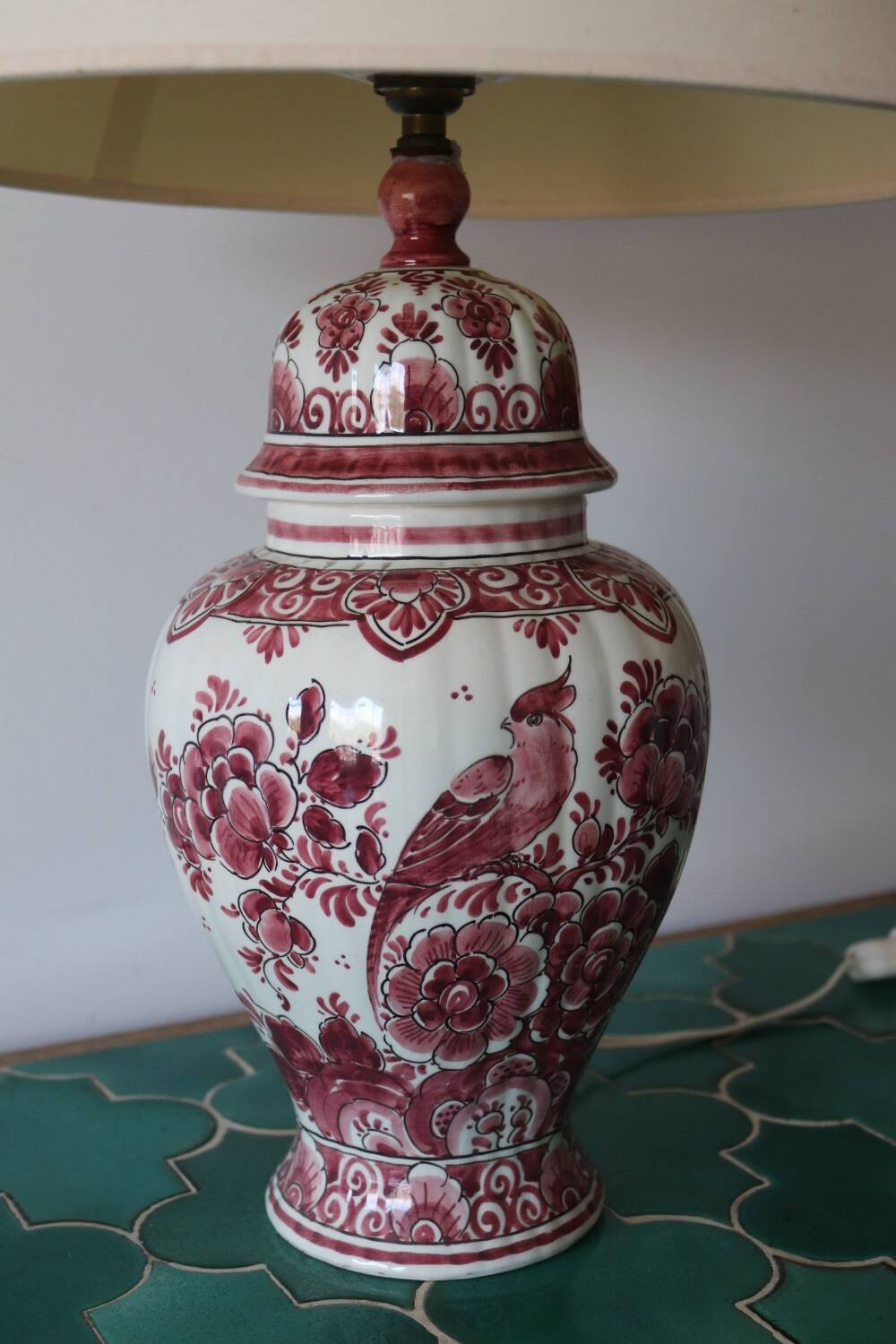 Vintage red holland ceramic lamp