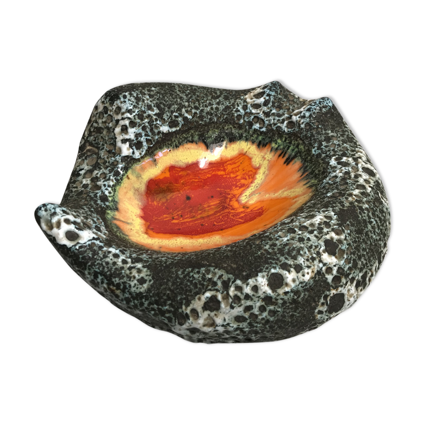 Old glazed ceramic ashtray + Wilts multicolor large model Vintage