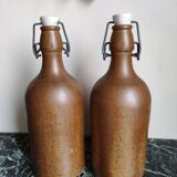 Lot of 2 old bottles in glazed stoneware