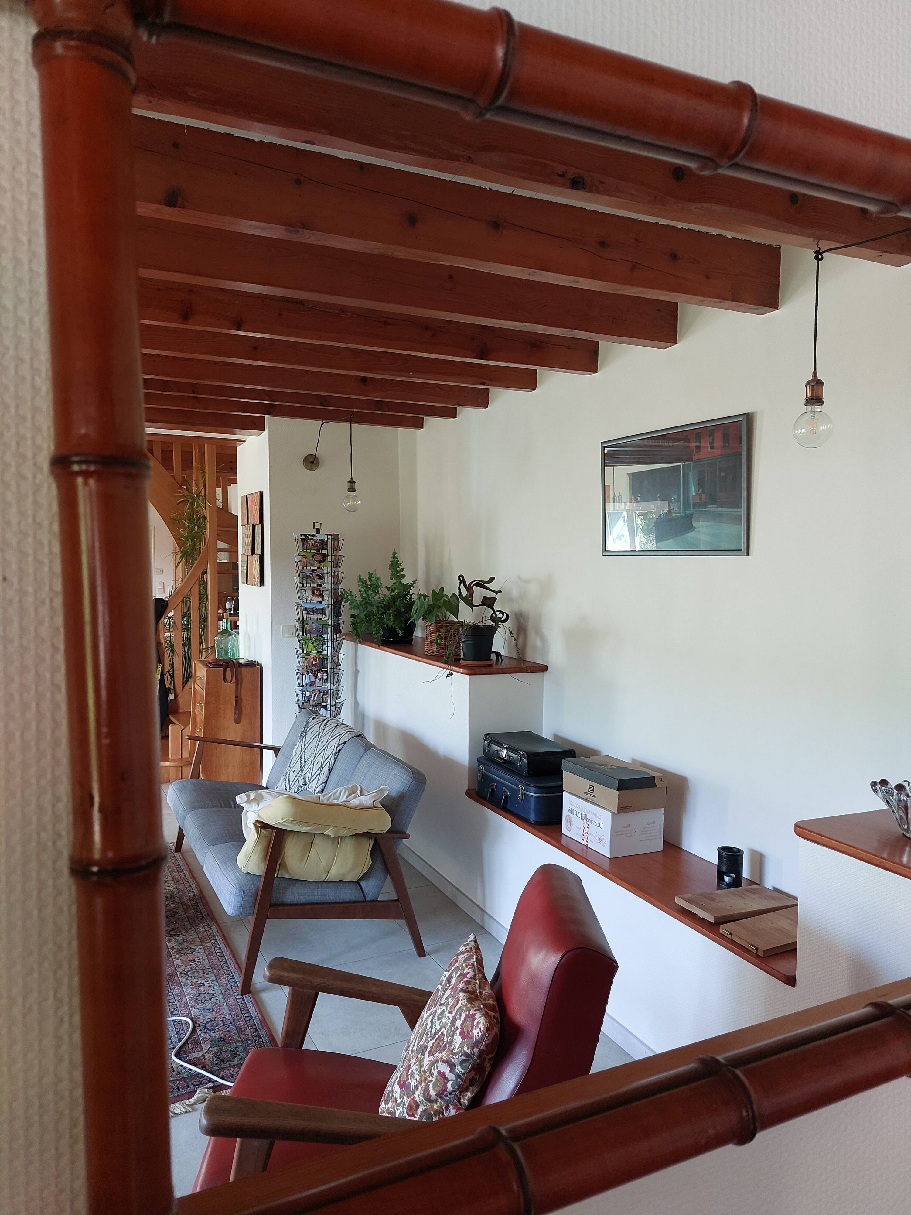 large mirror, bamboo, vintage