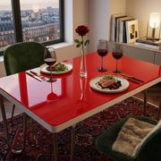 Table "floating" Space age 1970 Red Glass and Dove Tail - 140x80cm