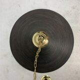 Pencil Reed, Rattan, Bamboo and Brass Pendant Hanging Lamp, Italy, 1970s