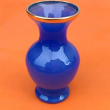 1960s baluster vase blue opaline collar with gilding foot douch