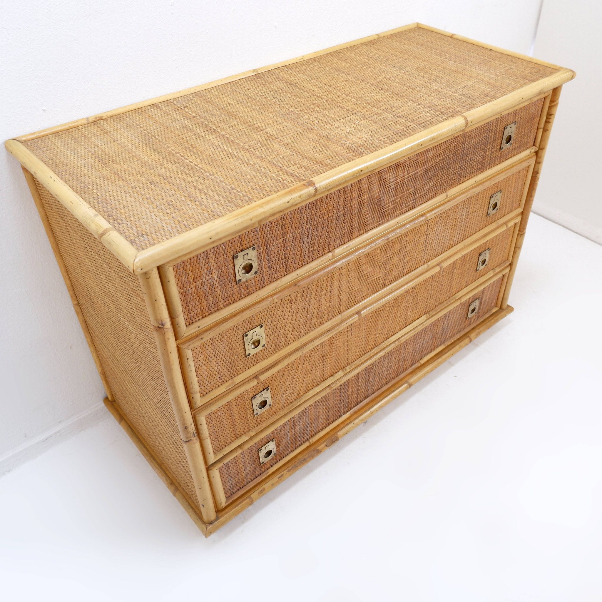 Dal Vera chest of drawers in bamboo and wicker/rattan, Italy 1960s