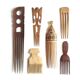 Set de 6 peignes ethniques en bois années 70