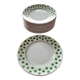 Set of 12 small green polka dot dessert plates - Moulin des Loups