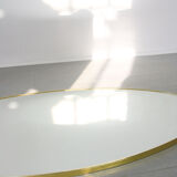 Vintage oval golden frame mirror, 70s