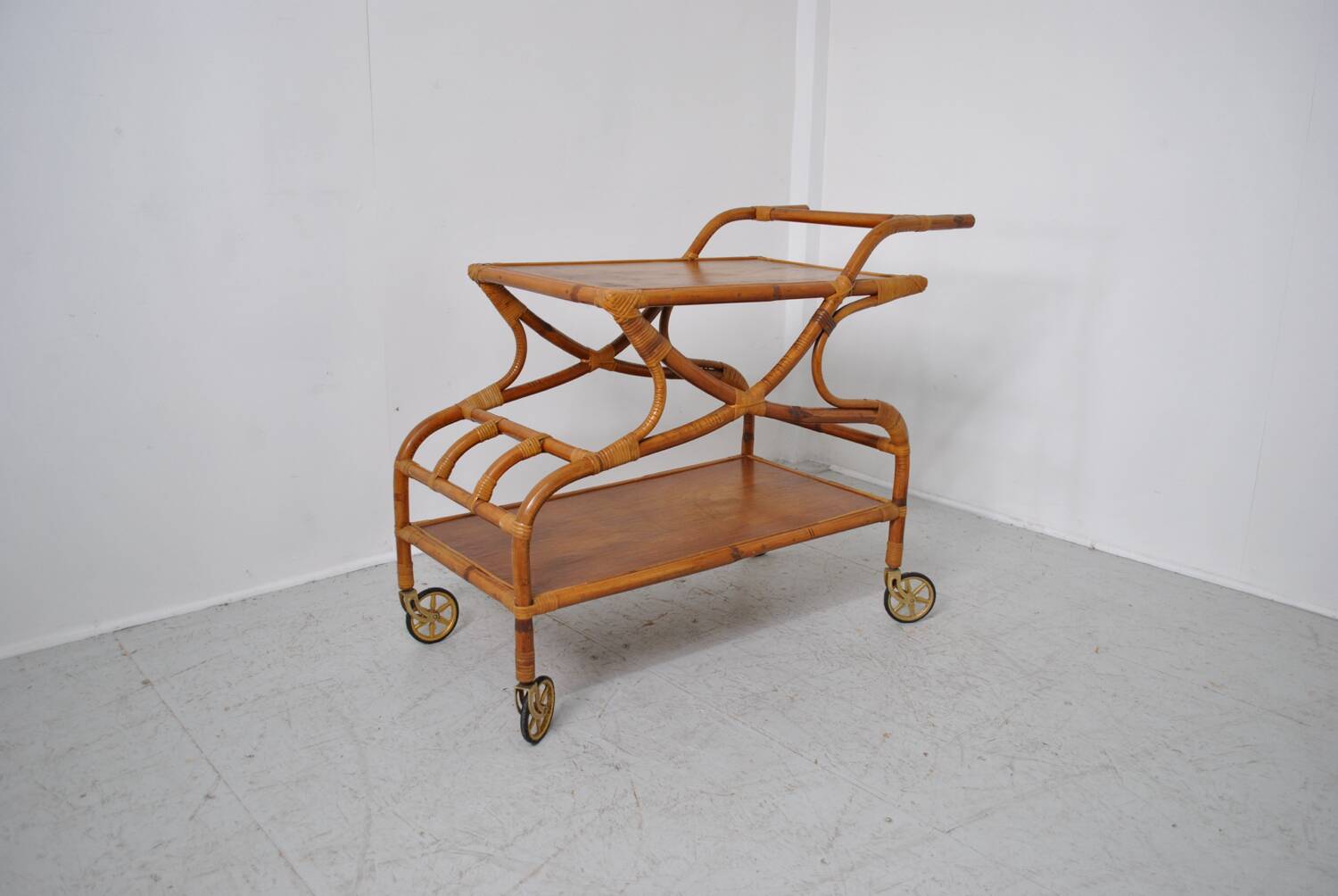 Rattan serving trolley 1970