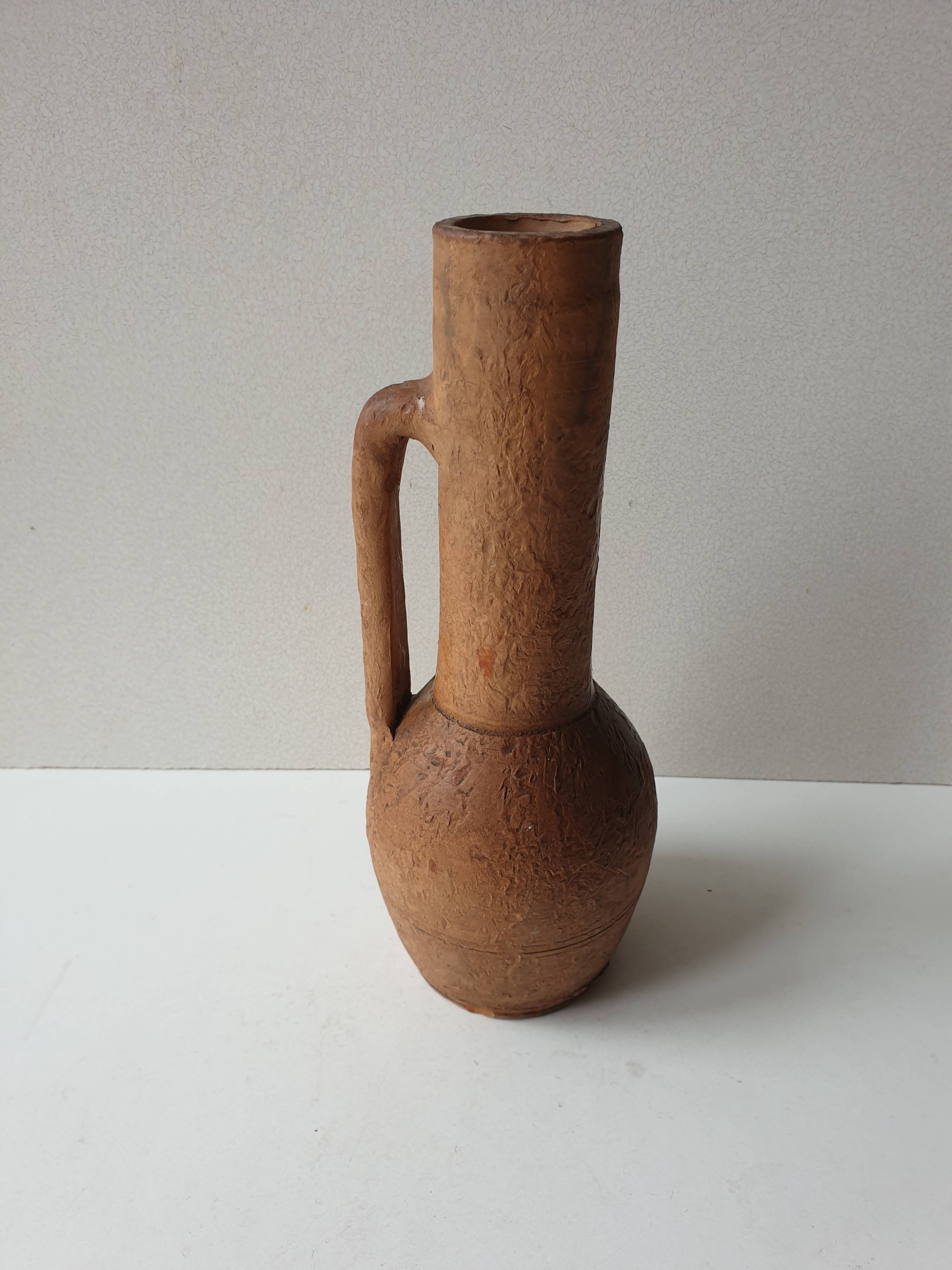 Terracotta vase height 24cm signed PC (signature to be identified)