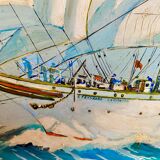 Peinture maritime originale – “Statsraad Lehmkuhl”, voile norvégienne