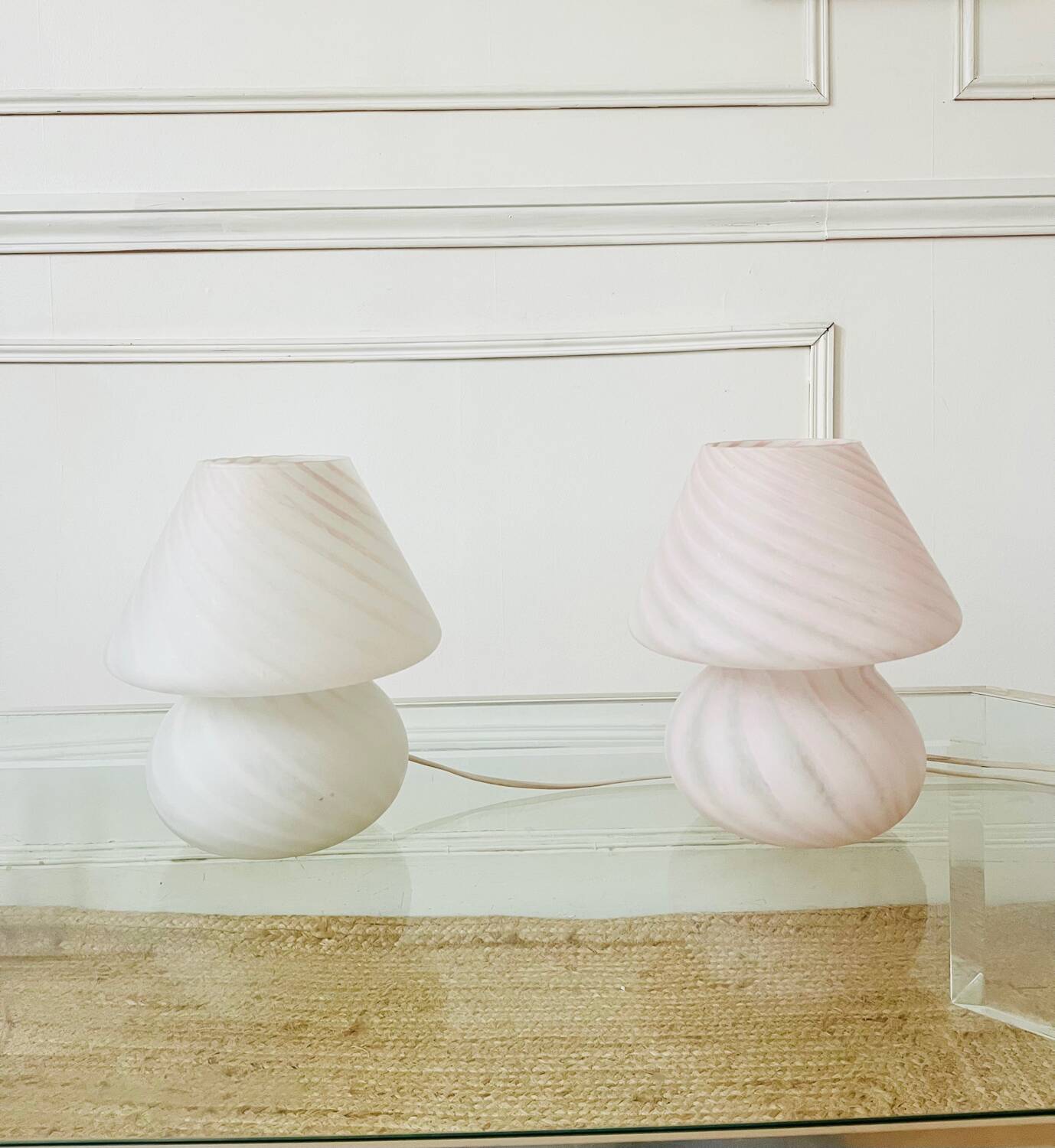 Pair of Murano glass mushroom lamps, 1970