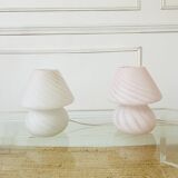 Pair of Murano glass mushroom lamps, 1970