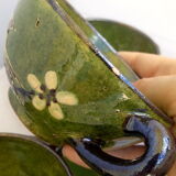 6 tea cups/green ceramic bird coffee