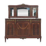 Louis XVI 2-part sideboard in mahogany veneer and precious wood marquetry