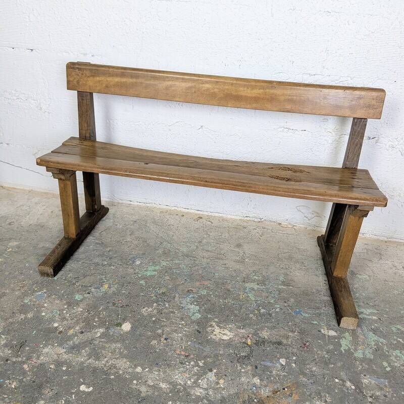 Pupitre d'école double et son banc en bois