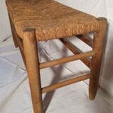 Wood and straw bench