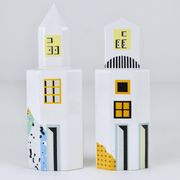 Heide Warlamis salt and pepper shakers skyscrapers postmodern, Vienna collection 1990