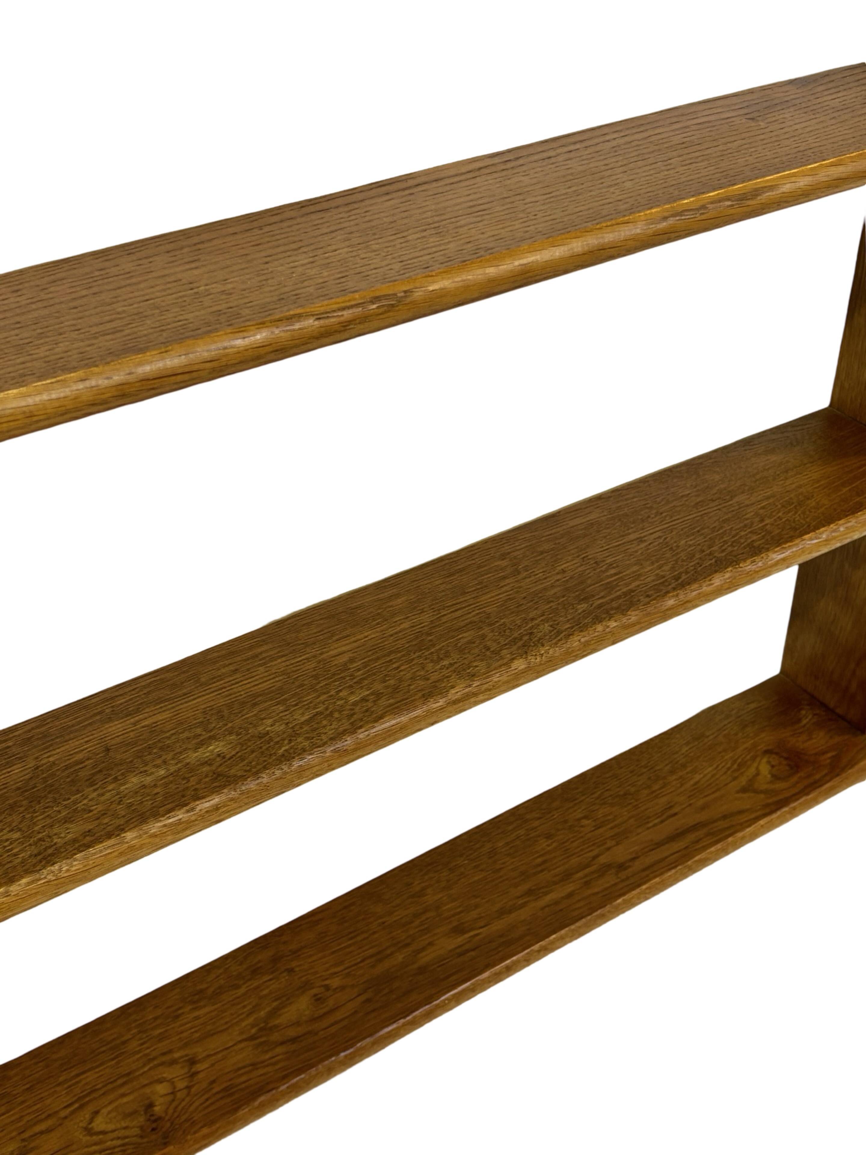 Vintage solid wooden wall rack with 3 shelves 70s oak rack