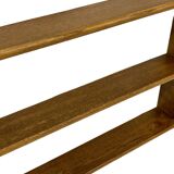 Vintage solid wooden wall rack with 3 shelves 70s oak rack