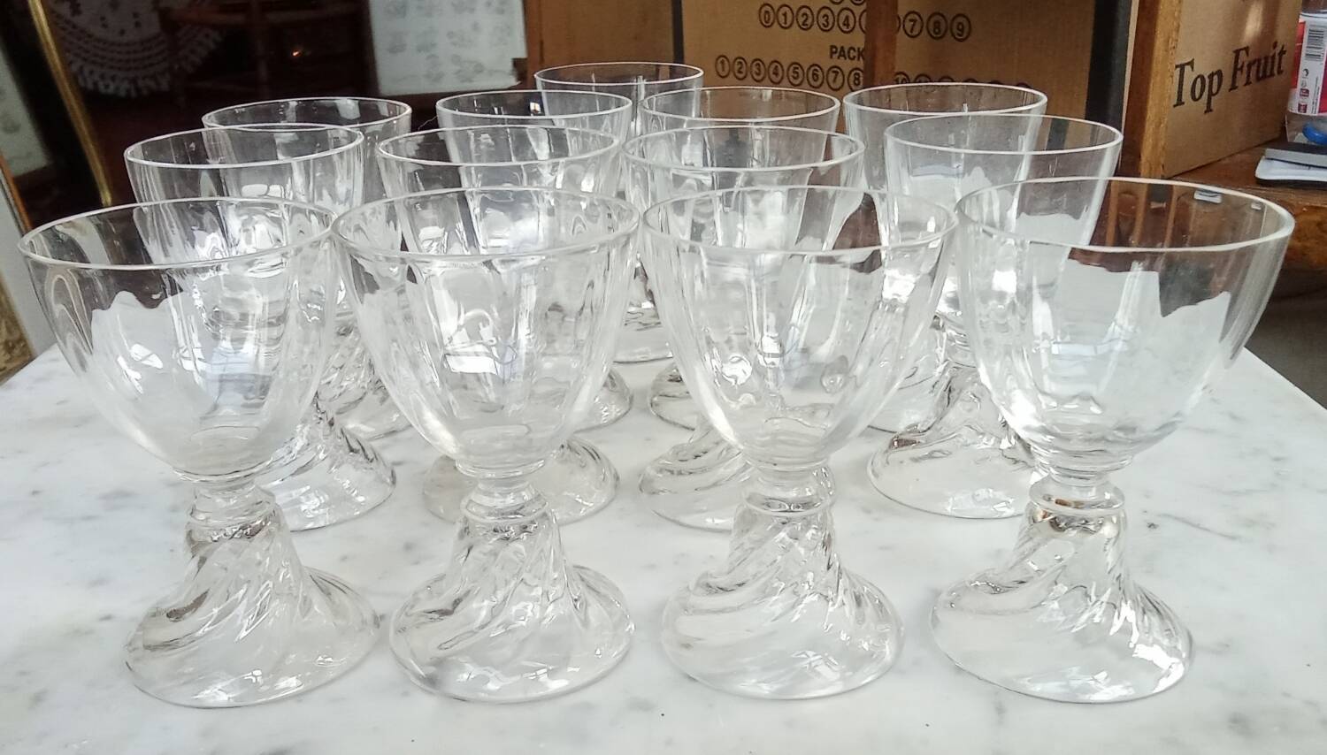 Set of 14 Saint Louis crystal aperitif glasses