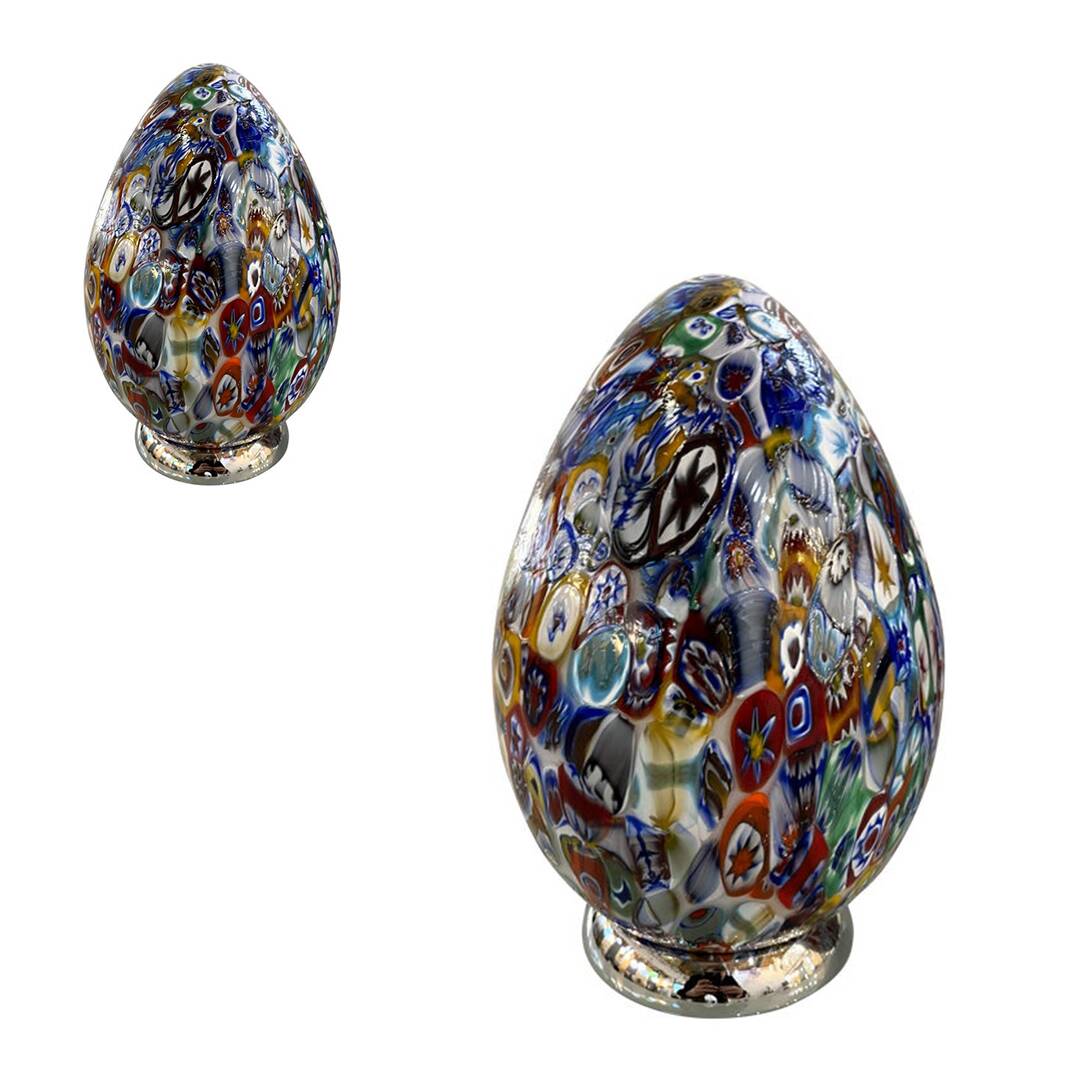 Murano glass venetian multicolored millefiori murrine table lamp, lot of 2 or a pair of chandeliers