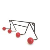 Coat rack Zig-Zag hooks balls red wood
