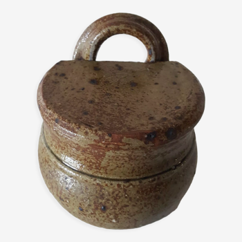 Old salt box in pyrite stoneware, handmade