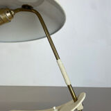 Modernist kalmar sytle Bauhaus beige metal and brass desk light, Austria, 1950s