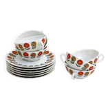Set of 6 porcelain cups & saucers 1970'