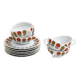 Set de 6 tasses & soucoupes porcelaine 1970'