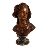 Bust of a woman 40 cm – Art Nouveau style – bronze effect finish