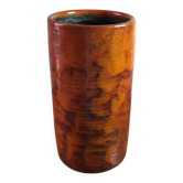 Vintage ceramic vase signed "Miep" with orange flamed glaze.