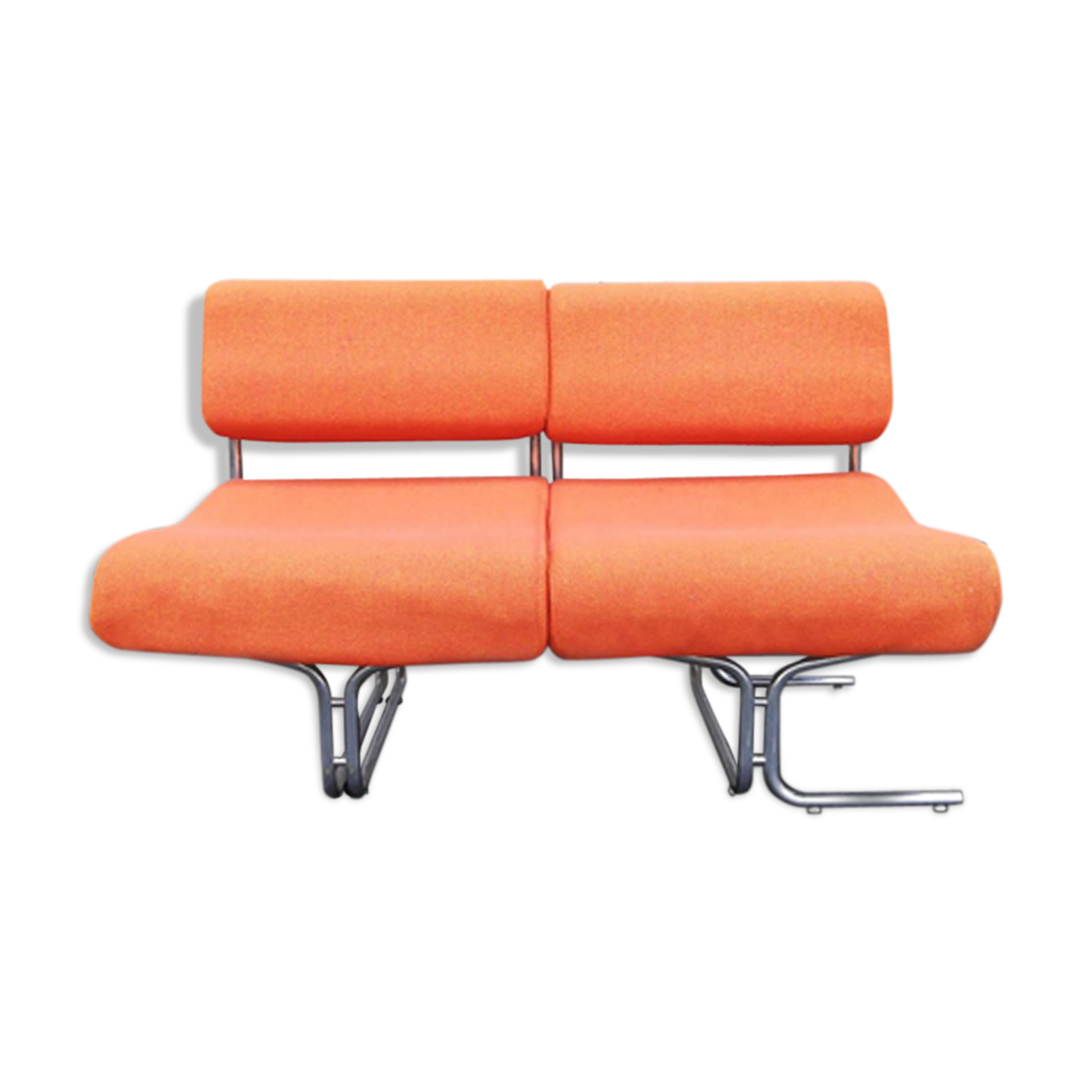 80's orange tweed sofa