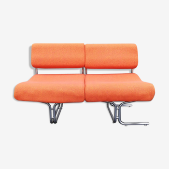80's orange tweed sofa