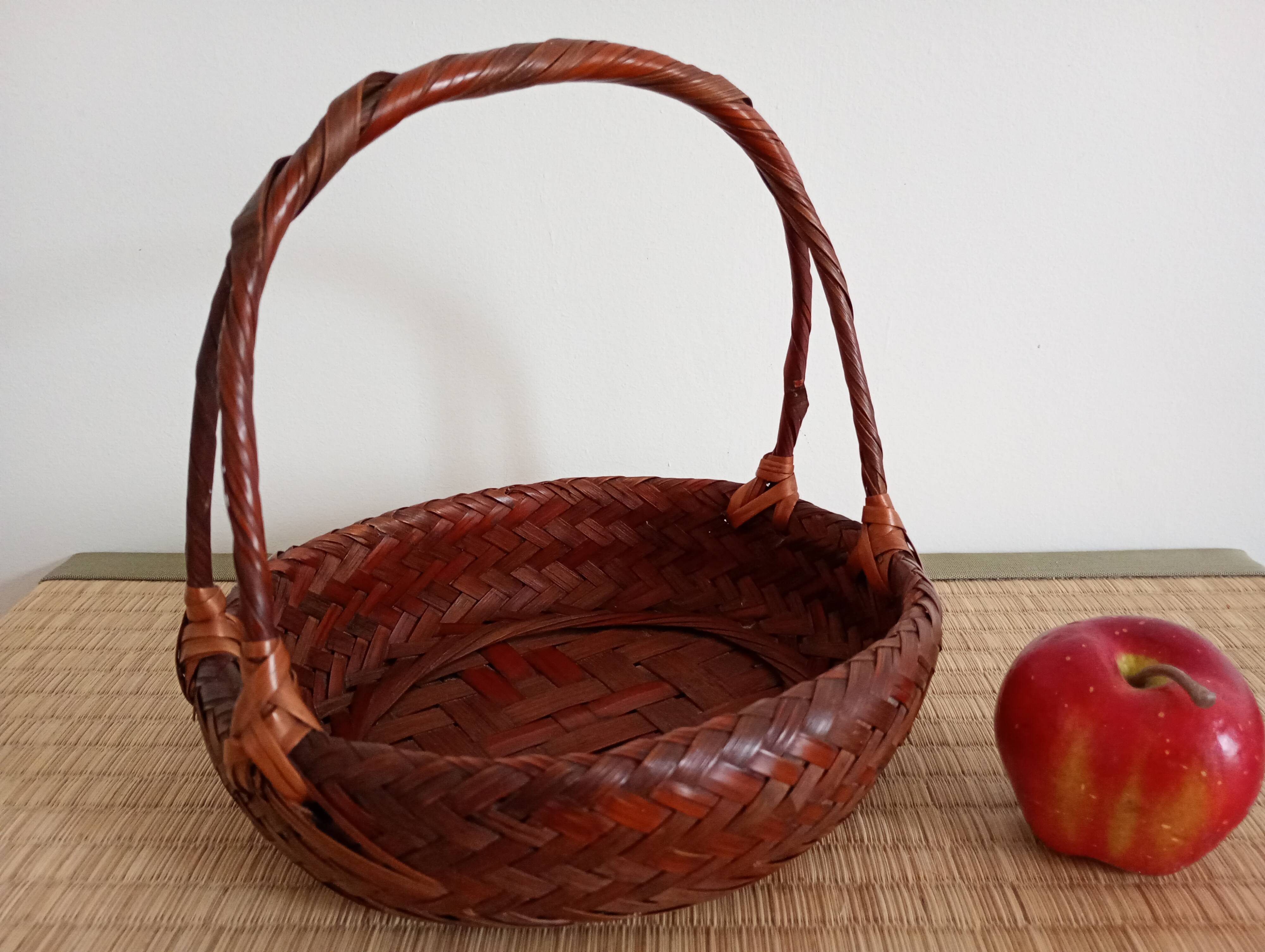 Japanese woven bamboo basket. Ikebana.