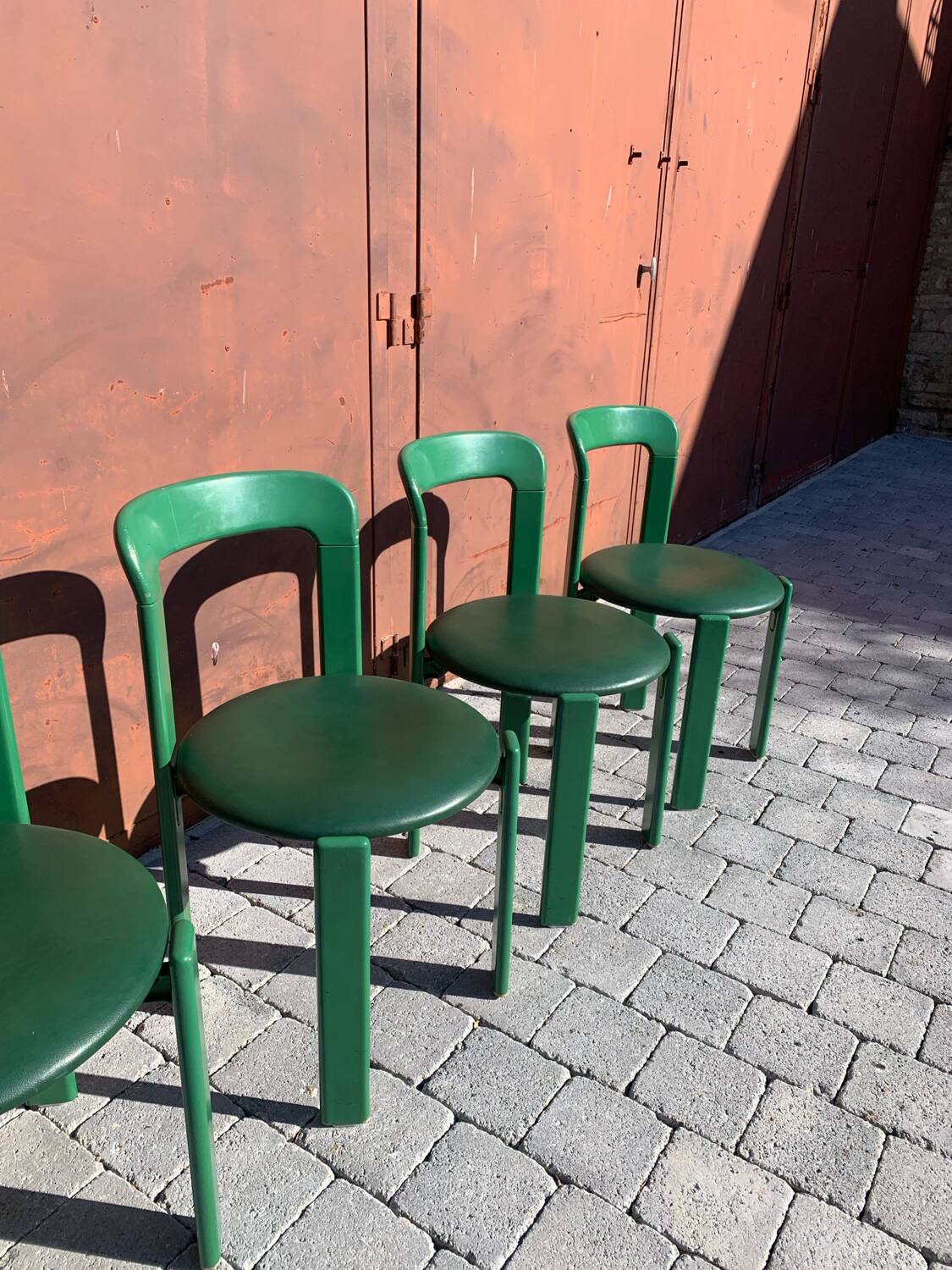 6 Bruno Rey Kush & coVerte Stackable Chairs Circa 1970