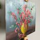 Huile sur panneau d’Isorel Bouquet fleuris signé A Boiteux années 1970