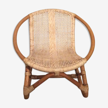 Fauteuil osier et rotin enfant années 50