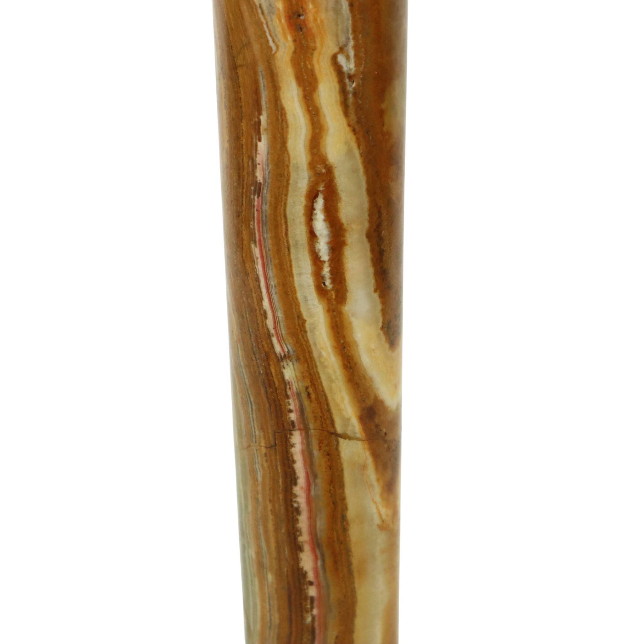 Classic Onyx and Brass Column Table Lamp 20th Century
