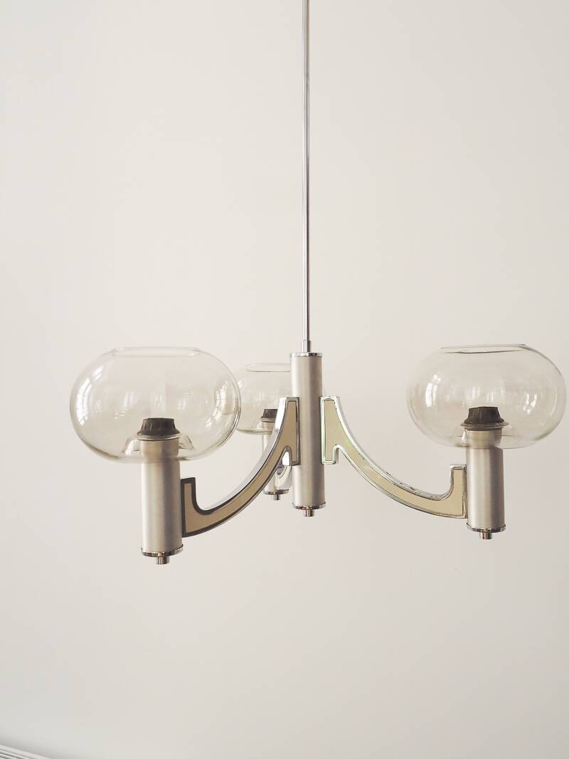 Chandelier with 3 lights by Gaetano Sciolari – Italian design from the 1970s.