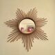 Vintage XL rattan sun mirror