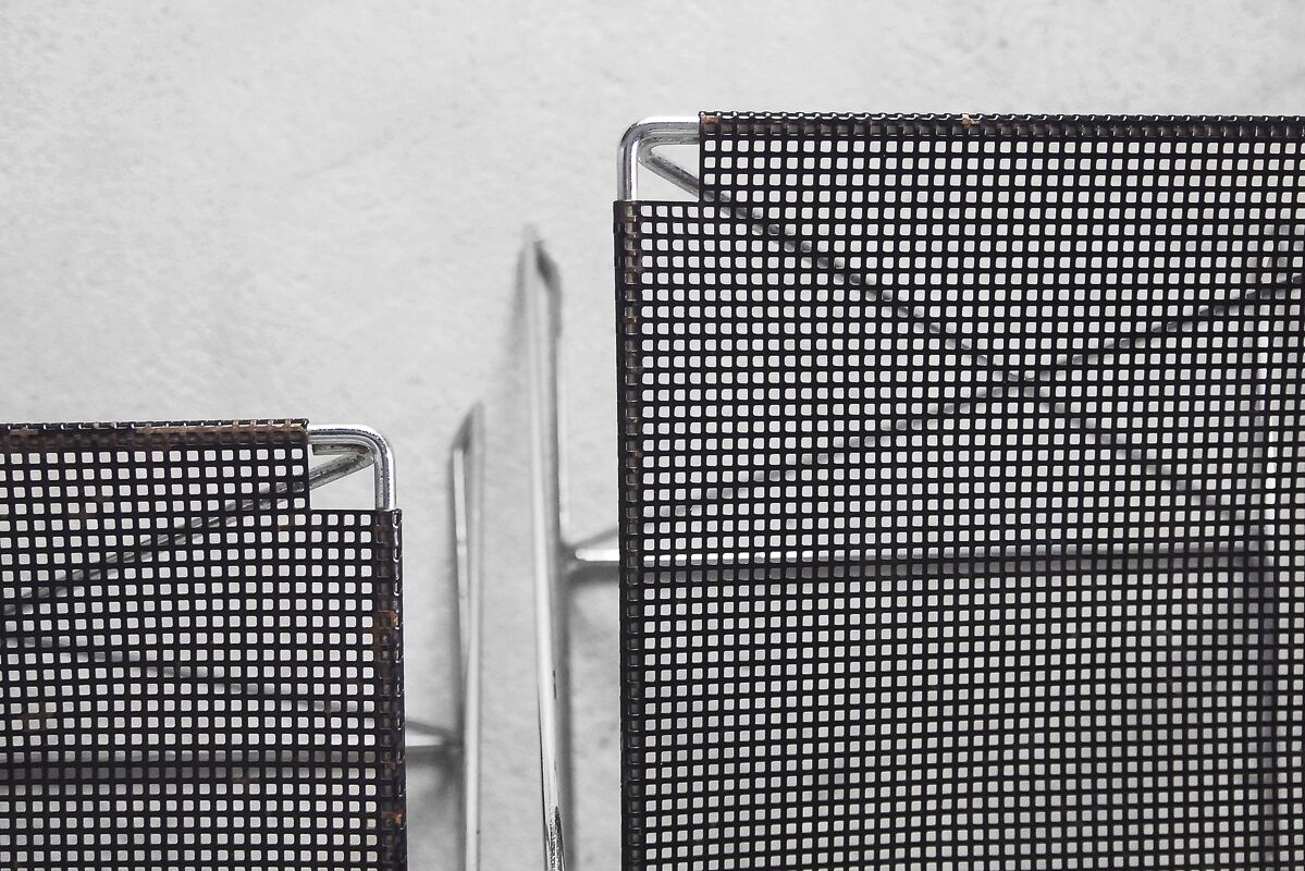 Minimalist Metal X-Line Chairs by Niels Jørgen Haugesen for Hybodan, 1970s, Set of 4