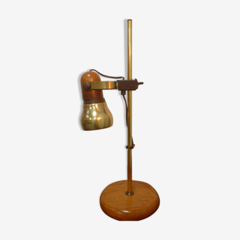 Table lamp in brass and wood 70s