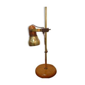 Table lamp in brass and wood 70s