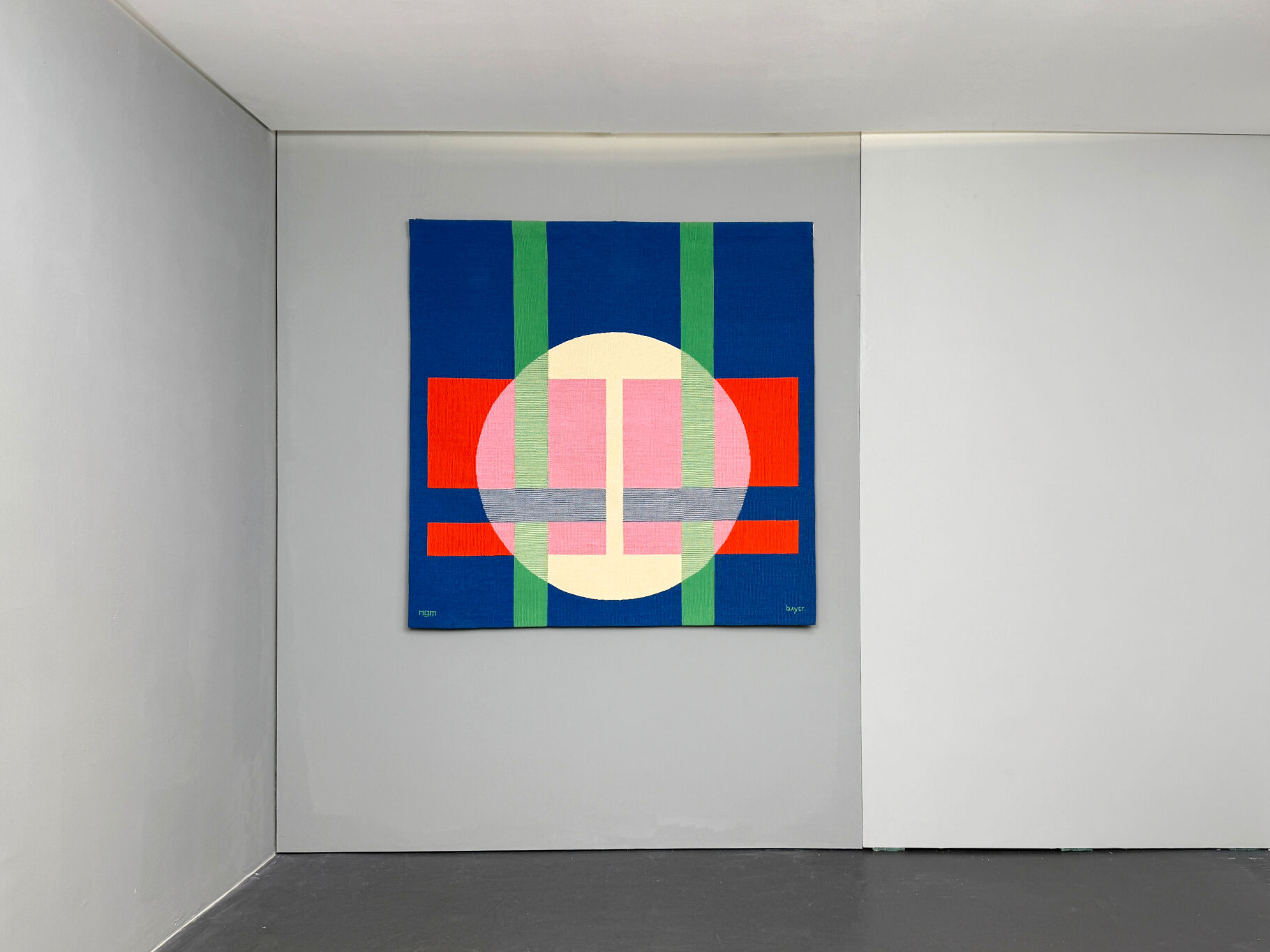 Wall hanging Bauhaus decor by Herbert Bayer for NGM, Germany, 1988. Title of the work: "White Circle over Structure"