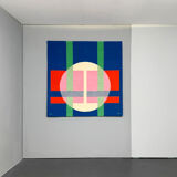 Wall hanging Bauhaus decor by Herbert Bayer for NGM, Germany, 1988. Title of the work: "White Circle over Structure"