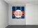 Wall hanging Bauhaus decor by Herbert Bayer for NGM, Germany, 1988. Title of the work: "White Circle over Structure"
