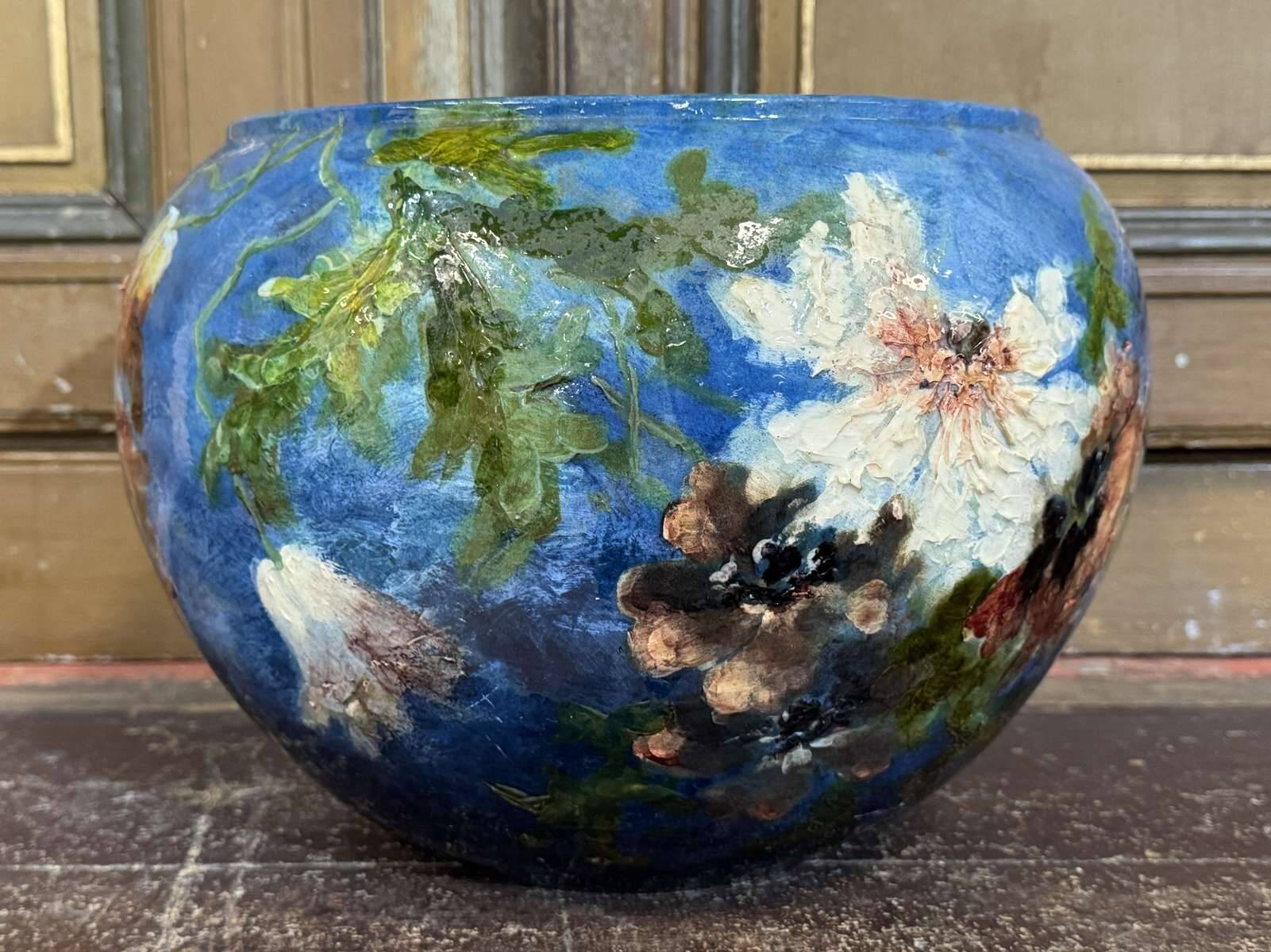 Cache pot XIXème à décor impressionniste
