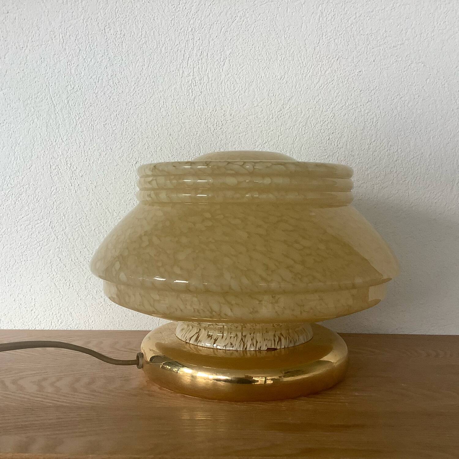 Art Deco Mushroom Lamp Clichy Glass Yellow.